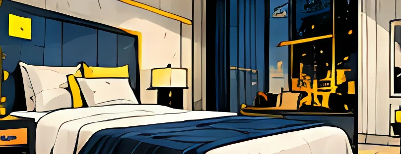 Ilustración de una habitación de hotel para Lobby.