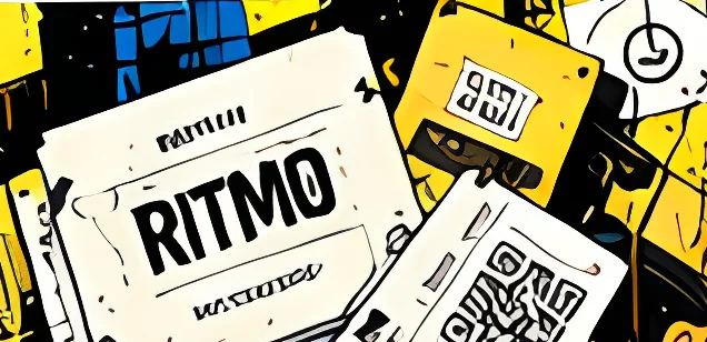 Ilustración de entradas Ritmo, códigos QR y pases de acceso.